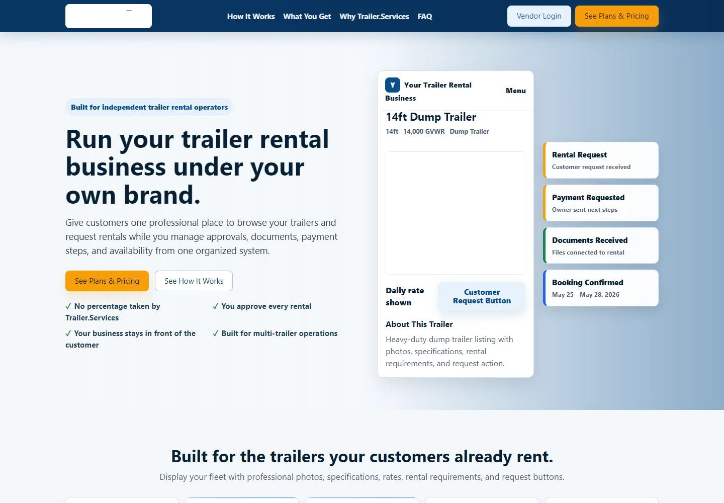 Trailer.Services website desktop view