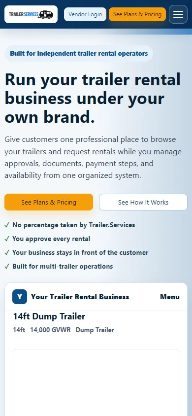 Trailer.Services website mobile view